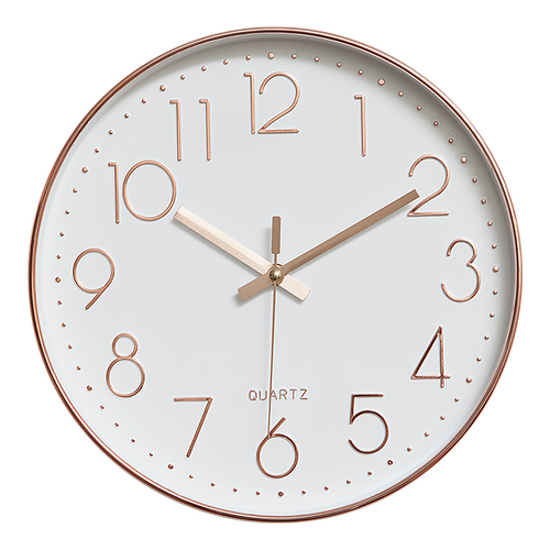 Modern Wall Clock Silent Non-Ticking Quartz Battery Operated Rose Gold