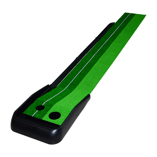 Indoor Practice Putting Green 2.5m Mat Inclined Ball Return Fake Grass 2 Holes