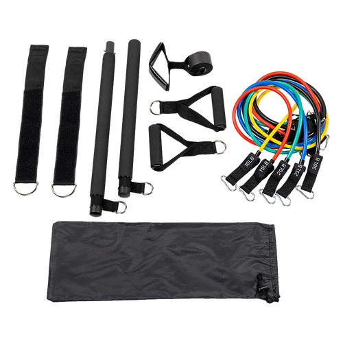 Exercise Pilates Bar Kit Resistance Bands Yoga Fitness Stretch Workout Gym