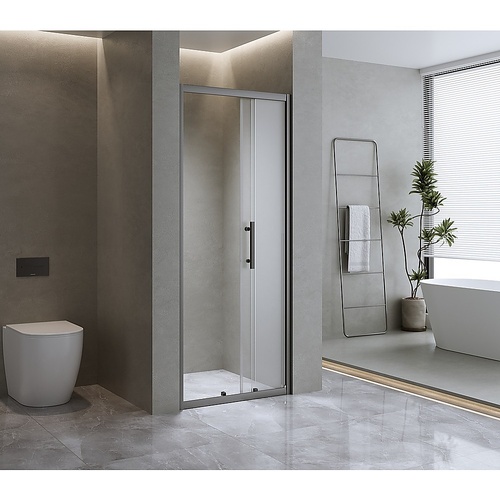 40mm Adjustable Contemporary Wall to Wall Black Sliding Shower Screen 116-120cm