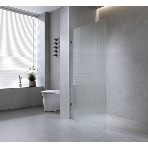 100cm Reeded Single Shower Glass Screen with Gunmetal Wall & Floor F Bracket