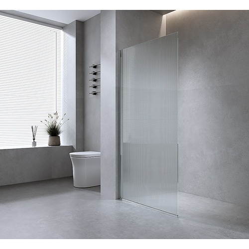 110cm Reeded Single Shower Glass Screen with Gold Wall & Floor Channel