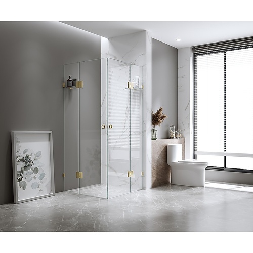 100x120cm Double Door Corner Shower – Nickel Wall U-Brackets with SS Hinges for Contemporary Bathrooms