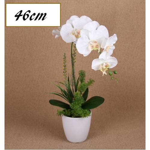 Artificial One Stem Orchid In Plastic Pot 10x46cm