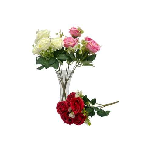 bulk 24 Artificial Rose 6 Branches 3 Assorted 10x40cm