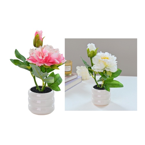 bulk 12 Artificial Peony Pot Assort 23cm