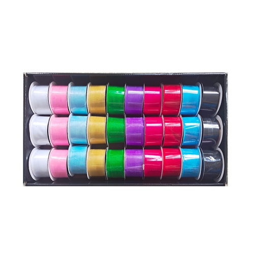 bulk 30 Roll Ribbon Sheer 3mtr 38mm Displayed Box