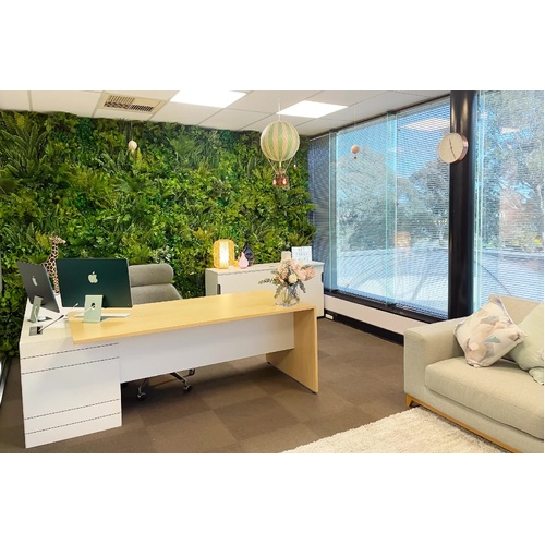 Slimline Flowering White Artificial Green Wall Disc UV Resistant 100cm (Black Frame)