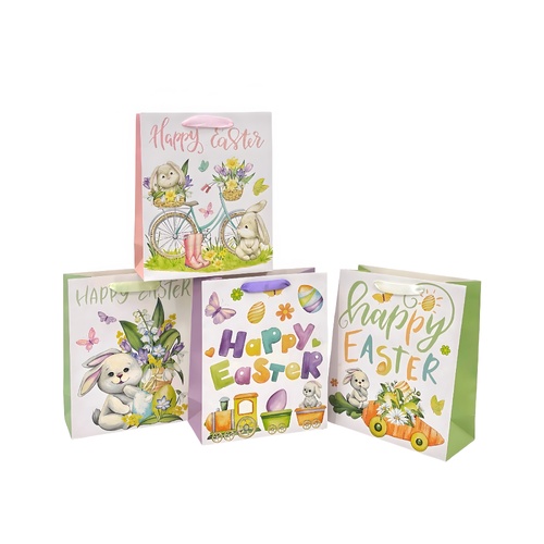 bulk 24 Small Easter Time Gift Bag 4 Assort 14x14cm