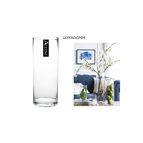 bulk 12 Glass Cylinder Vase 30cm