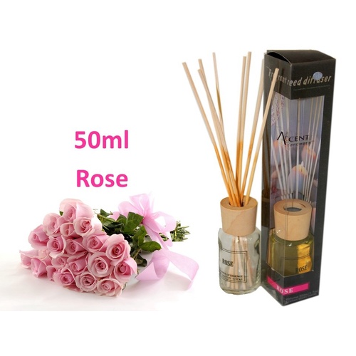 bulk 24 Scented Oil Diffuser Rose 50Ml 8 Rattan Sticks
