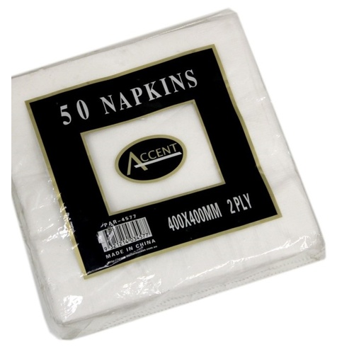 bulk 2400 White Napkin Dinner 2ply 40cm