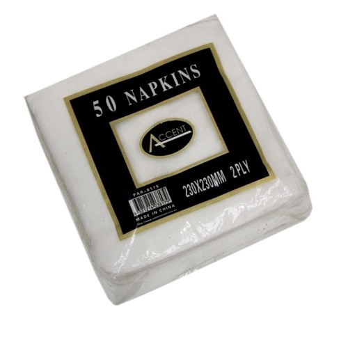 bulk 2400 White Napkin Cocktail 2ply 23cm
