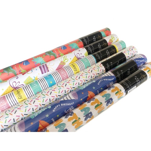 bulk 50 Happy Birthday Gift Wrap 70cmx3m 38mm Core