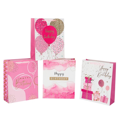 bulk 24 Medium Pink Celeberation Gift Bag Assort 17x23cm