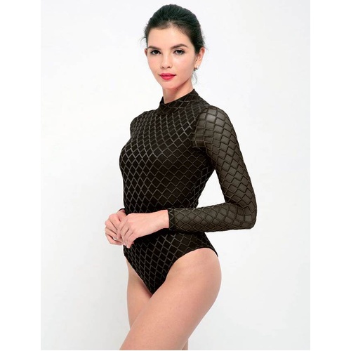 Diamond Long Sleeve Bodysuit by My Secret Drawer 