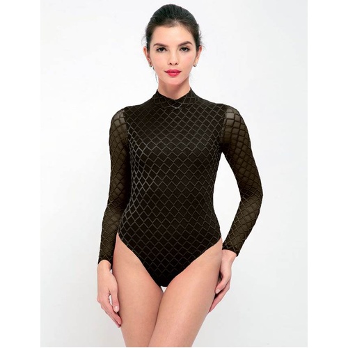 Diamond Long Sleeve Bodysuit by My Secret Drawer 