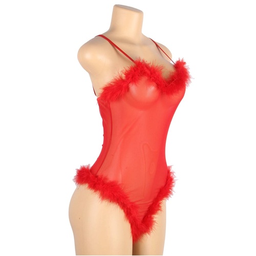 Bodacious Gossamer Teddy with Fur Trim by My Secret Drawer 
