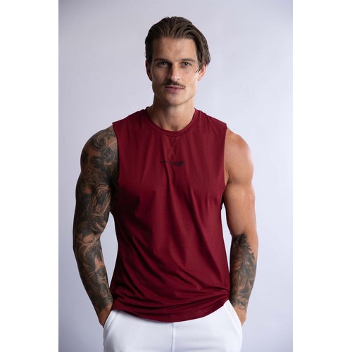 HARD HITTERS MEN'S CREW COTTON TANK BURGANDY SMALL