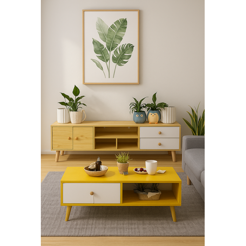 NNECN Modern Living Room TV Stand Table Set