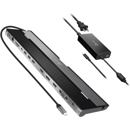 (Refurbished) JCD543P USB-C Triple Display Docking Station with 100W PD adaptor (USB-C to VGA/HDMI/DP, RJ45, SD card, USB-A x 3, USB-C x 1, USB-C PD)