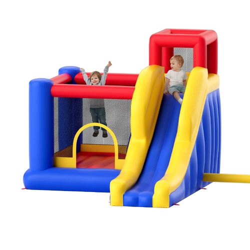 VEVOR Inflatable Bounce House, Outdoor High Quality Playhouse Trampoline, Jumping Bouncer with Blower, Slide, and Storage Bag, Family Backyard Bouncy 