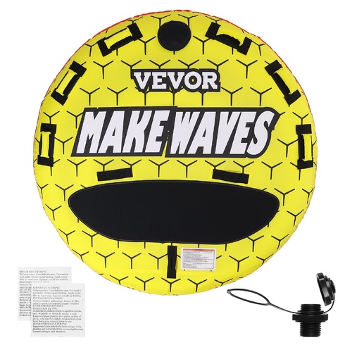 VEVOR Towable Tube for Boating, 1-3 Riders Inflatable Boat Tubes and Towables, 510 lbs, 63" Round Water Sport Towable Tubes for Boats to Pull, Full Ny