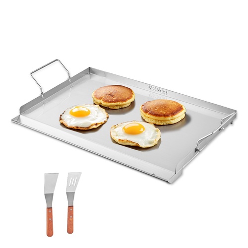 VEVOR Stainless Steel Griddle, 23x16 inch Universal Flat Top Rectangular Plate, Gas Grill Griddle for BBQ Grill, Teppanyaki, Portable Family Cookware 