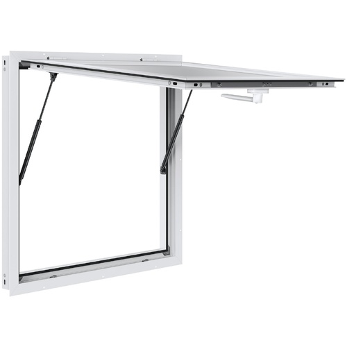 VEVOR Concession Window 91x91cm, Aluminum Alloy Food Truck Service Window with Awning Door & Drag Hook, Up to 85 Degrees Stand Serving Window for Food