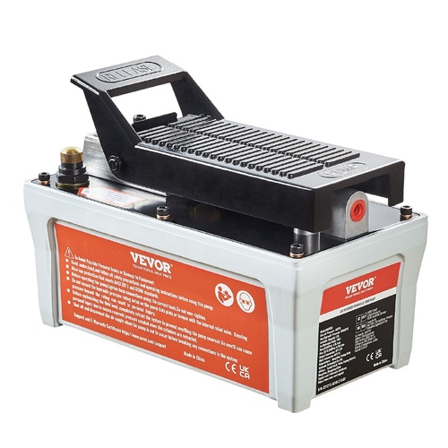 VEVOR Air Hydraulic Pump, 10,000 PSI 1/2 Gal Reservoir, NPT 3/8" Oil Outlet, NPT 1/4" Inlet, 6.6 ft Pipe, Foot Actuated Hydraulic Pump Air Treadle for