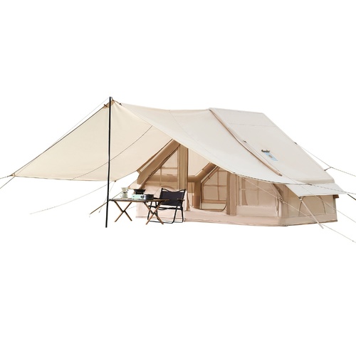 VEVOR Inflatable Tents for Camping, 3-5 Person Easy Setup Blow up Tent with Hand Pump, 300D Oxford 4 Season Glamping Tent with Canopy, Stove Jack, 2 D