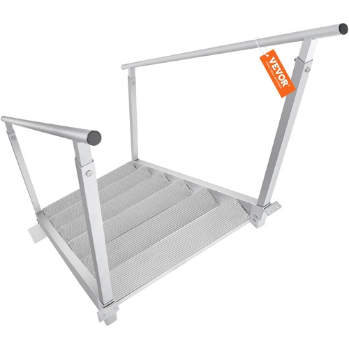 VEVOR Dock Ladder, 1.09 m-1.29 m Adjustable Height, 227 kg Load Capacity, Aluminum Alloy 6 Steps Pontoon Boat Ladder with Dual Handrails & Nonslip Mat