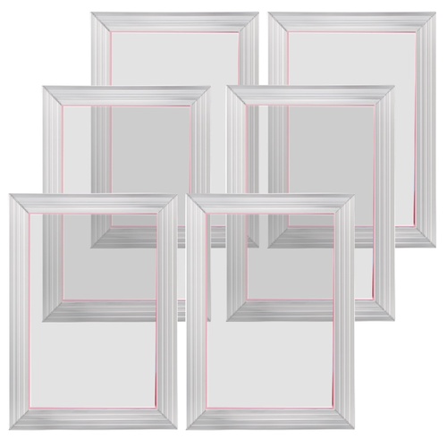 Screen Printing Kit, 6 Pieces Aluminum Silk Screen Printing Frames, 25.4 x 35.6 cm Silk Screen Printing Frame with 110 Count Mesh, High Tension Nylon 