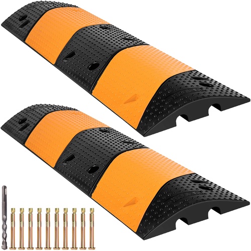 VEVOR Rubber Speed Bump, 2 Pack 2 Channel Speed Bump Hump, 42"" Long Modular Speed Bump Rated 22000 LBS Load Capacity, 40.2 x 11.8 x 2.4 inch Garage S