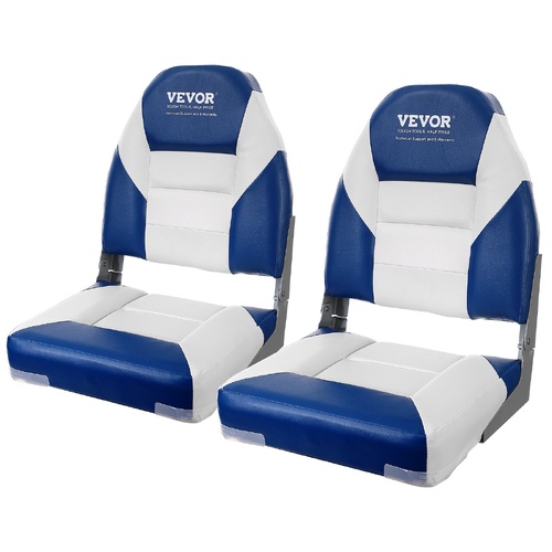 VEVOR Boat Seats, 555 mm High Back Boat Seat, Folding Boat Chair with Thickened Sponge Padding and Hinge, Fold-Down Boat Captain Chairs for Fishing Bo