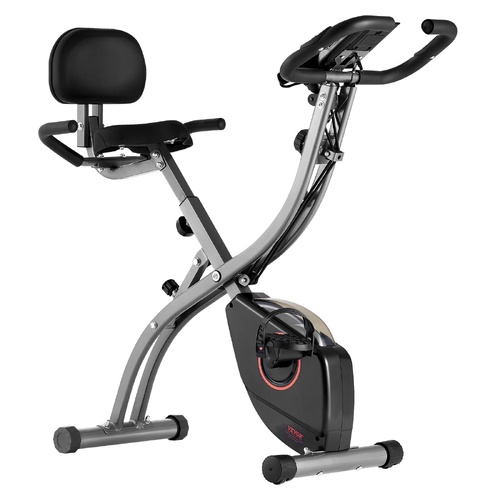 VEVOR Folding Exercise Bike, Foldable Fitness Stationary Bike, Adjustable Magnetic Resistance Stationary Bike, Upright Indoor Cycling Bike for Home Gy
