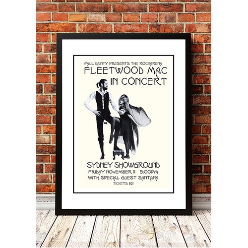 Fleetwood Mac / Santana 'Sydney Showground' Poster 1977- Framed A4