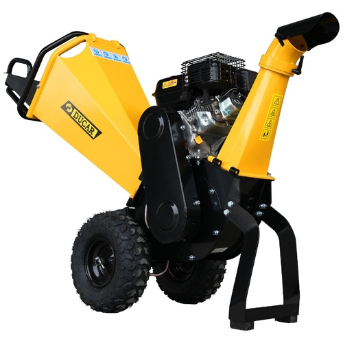 Ducar 70p 3600 Rpm Yellow Black Wood Chipper Shredder Mulcher Grinder Recoil & Electrical Starting System 100mm Capacity Ohv 4-stroke Engine 212cc Unl