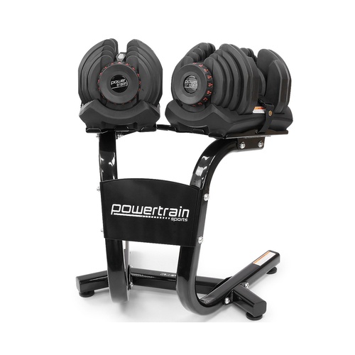 Powertrain 80kg Adjustable Dumbbell Set W Stand Home Gym Exercise Free Weights